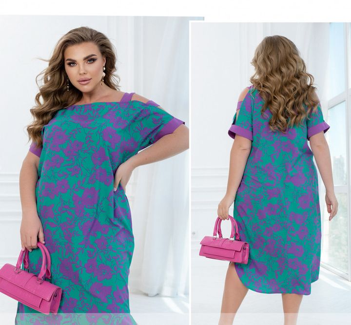 Buy Dress №2533-Green-Lilac, 66-68, Minova