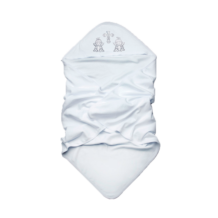Купити Крижма махрова велюрова, для хрещення, з вишивкою "Хрестик та ангелочки", арт. 1059, 95см*95см, Білий, Kinderly