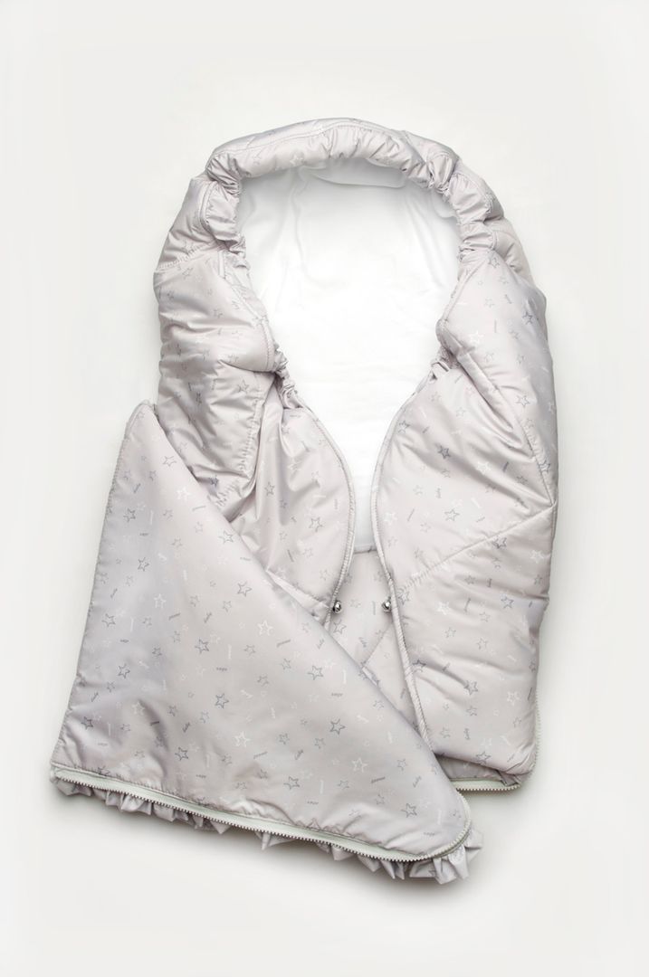 Купить Конверт зимний для новорожденного, серый с принтом, 03-00894, Модный карапуз
