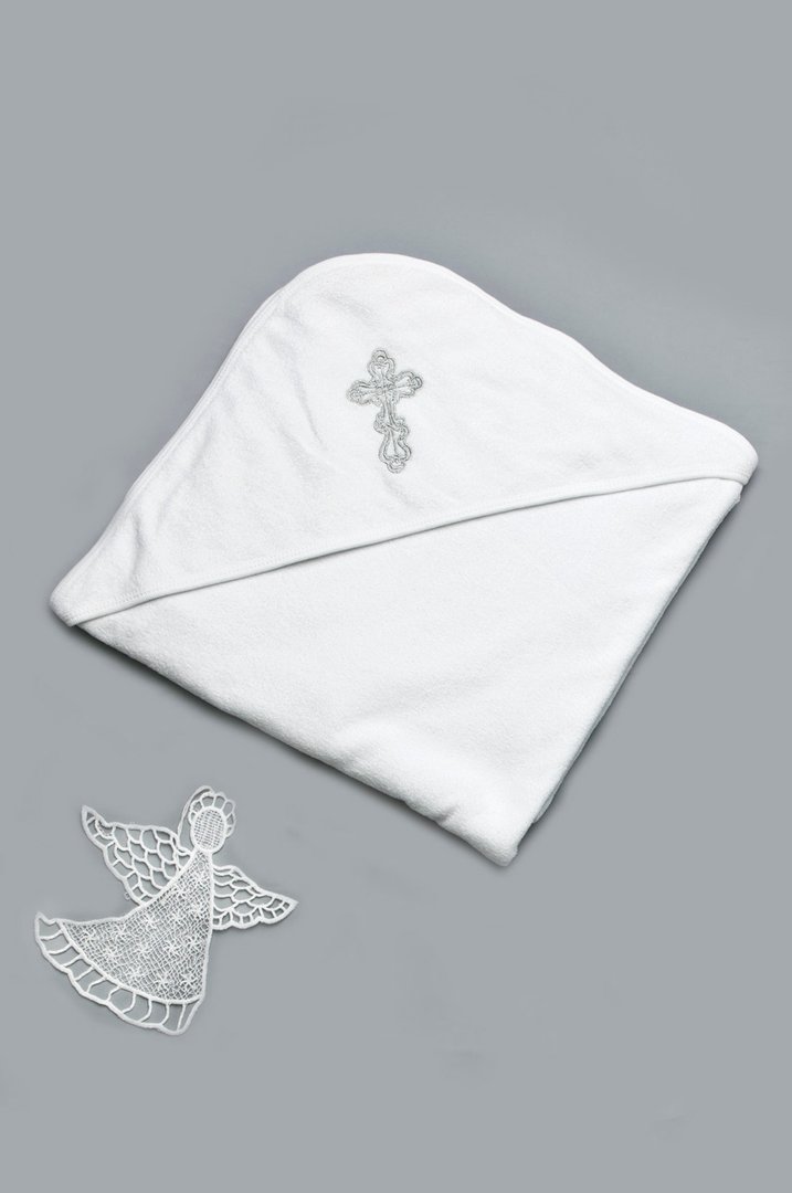 Купить Крыжма махровая для крещения, 03-00300-0, 95см*95см , Бело-молочный, Модный карапуз