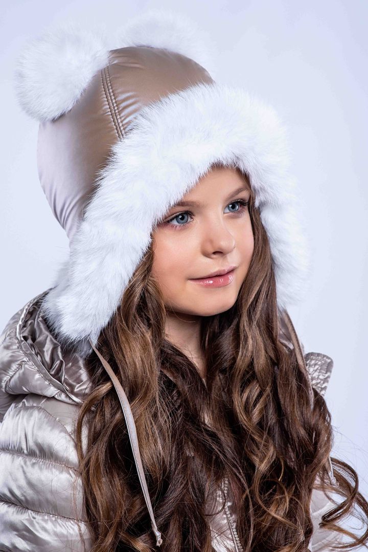 Buy Winter cap for girls, Cutie, Beige mother-of-pearl,52-53, M-002, Fiona