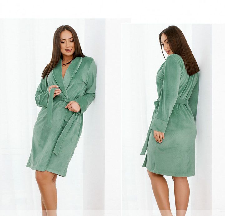 Buy Women's warm bathrobe №2101-menthol, 54-56-58, Minova