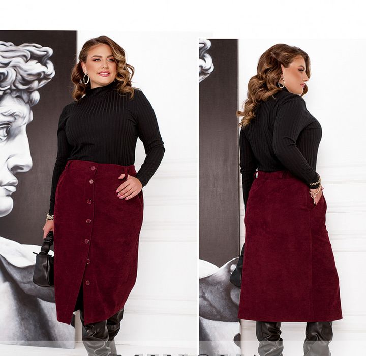 Buy Velvet skirt No. 2307-bordeaux, 66-68, Minova