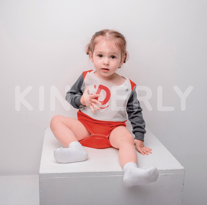 Buy Bodysuit with long sleeves, Milky-red-gray, 1029, 80, Kinderly