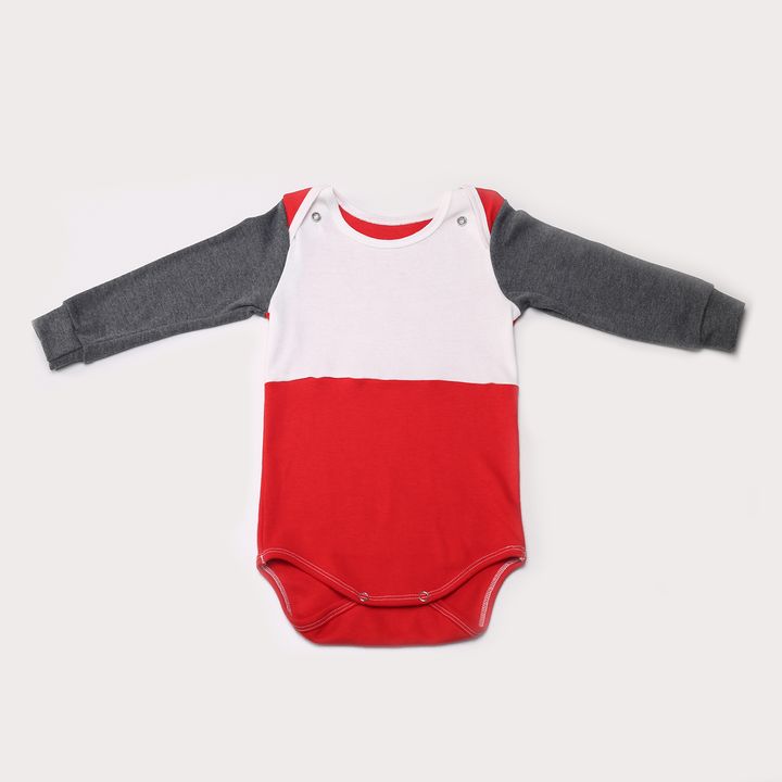 Buy Bodysuit with long sleeves, Milky-red-gray, 1029, 80, Kinderly