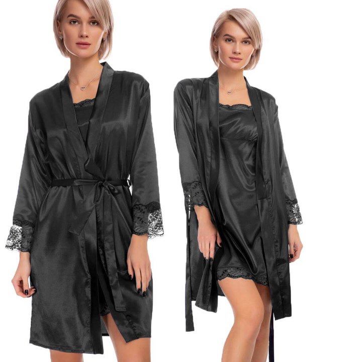 Купить Комплект халат и сорочка Черный 36, F50025, Fleri