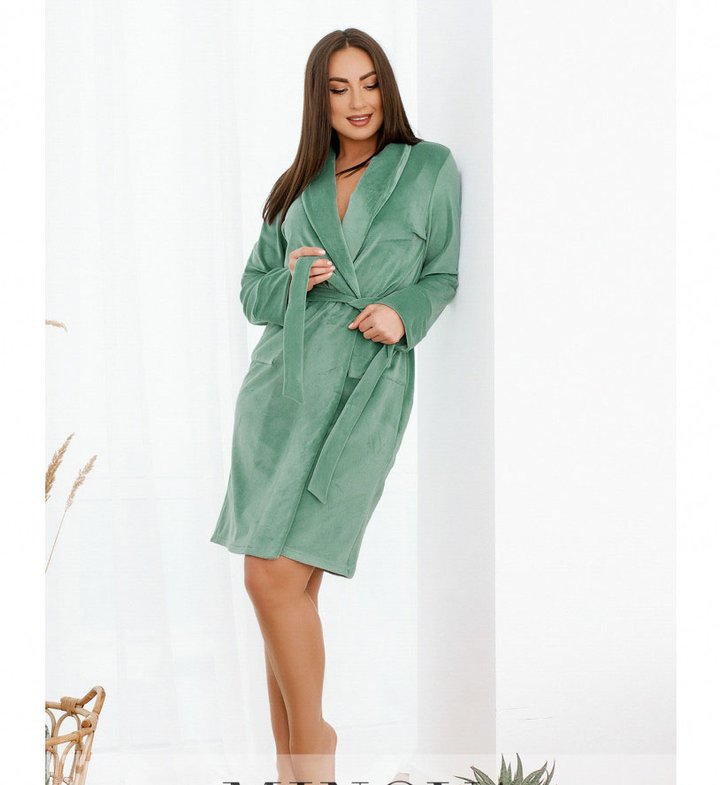 Buy Women's warm bathrobe №2101-menthol, 54-56-58, Minova