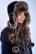 Buy Hat with ear flaps, Pobeda, Black/Brown highlights,58-60, FG-004, Fiona