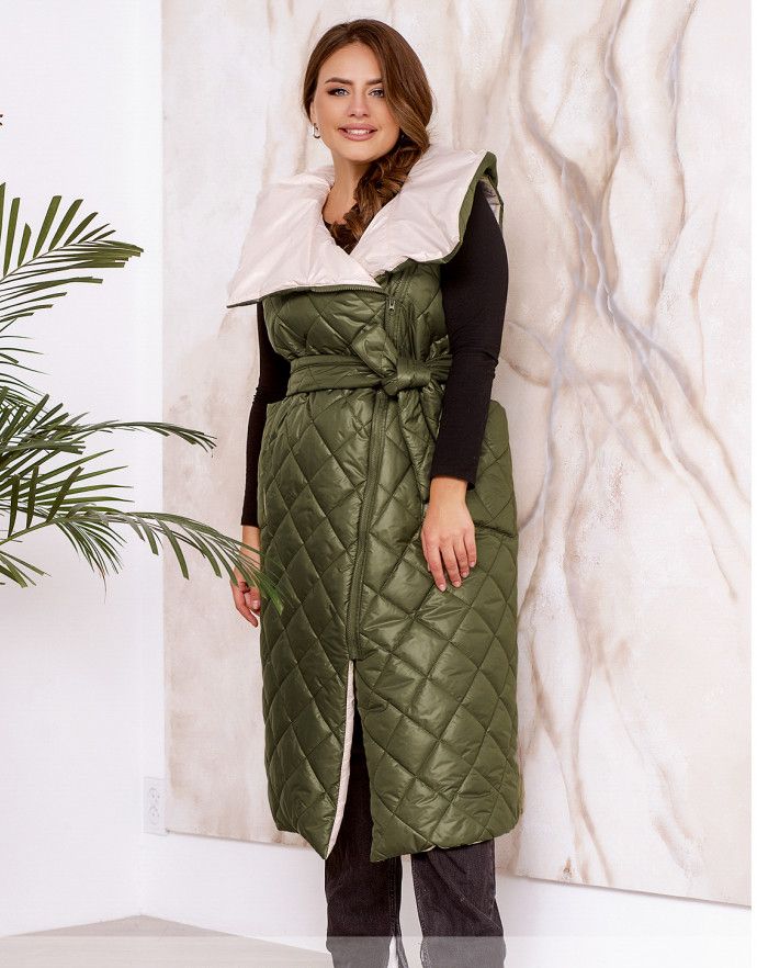 Buy Women's quilted vest No. 2312-khaki, 60-62, Minova
