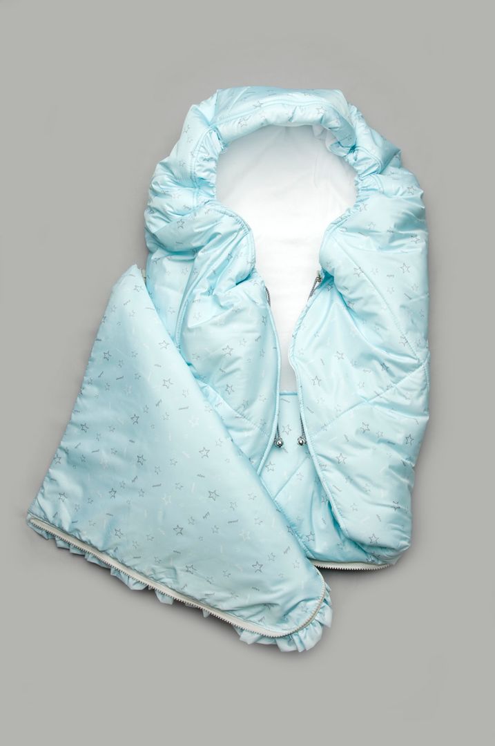 Buy Winter envelope for a newborn, Light blue with a print, 03-00894, Fashionable toddler