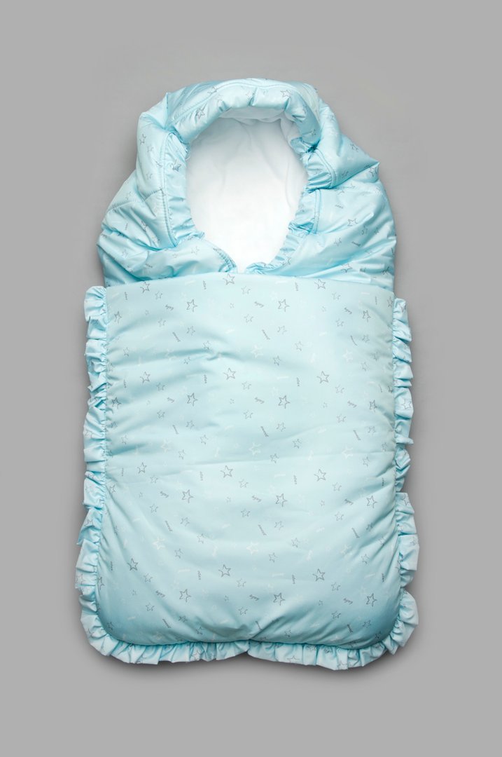 Купить Конверт зимний для новорожденного, Голубой с принтом, 03-00894, Модный карапуз
