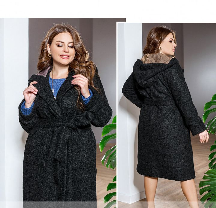 Купить Пальто женское демисезонное №1124-Чёрный, 56-58, Minova