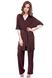 Women's home three-piece suit, bathrobe, T-shirt and pants Chocolate 48, F50003, Fleri
