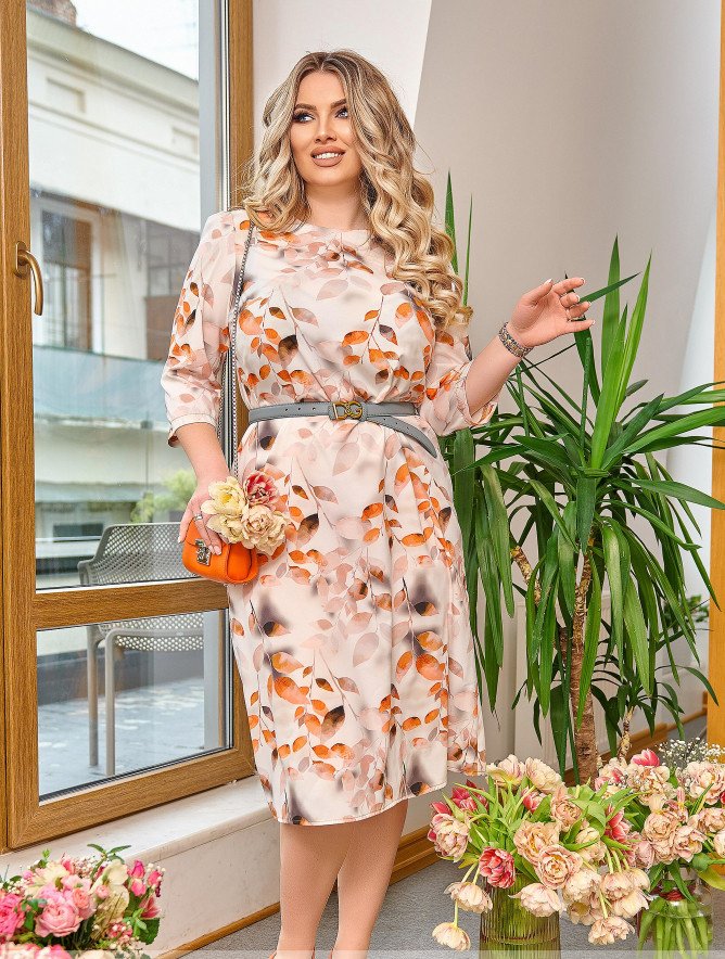 Buy Dress №2449-White-Orange, 66-68, Minova