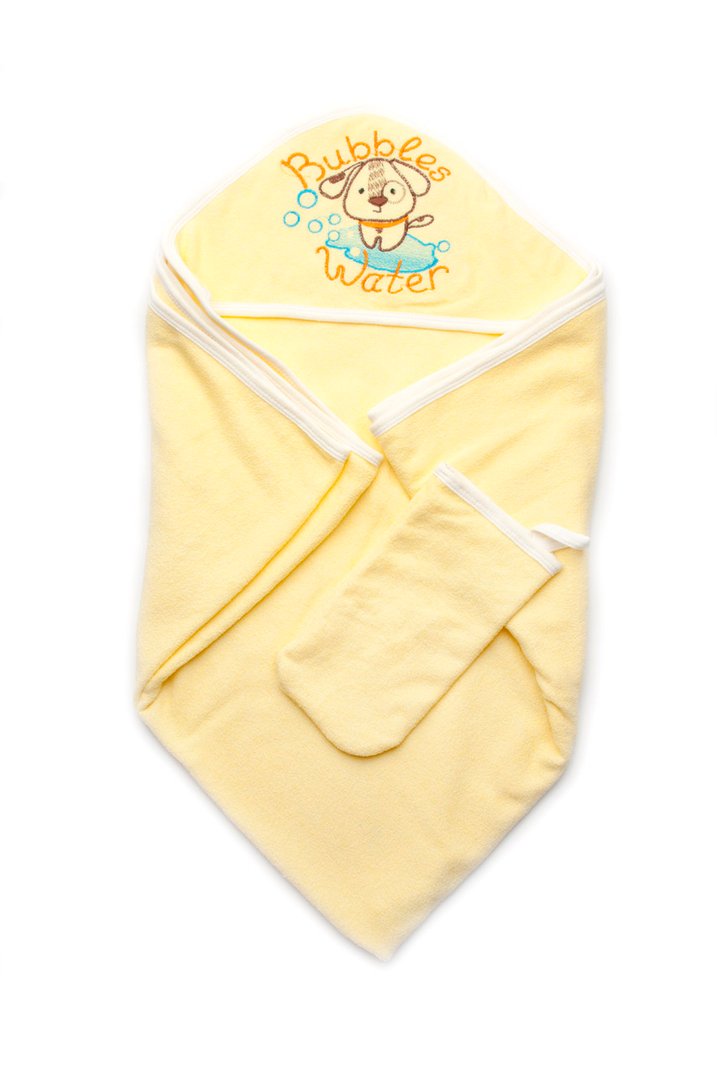 Купити Дитячий рушник махровий для купання з рукавичкою, 03-00758-2, розмір 95*95, Модний карапуз