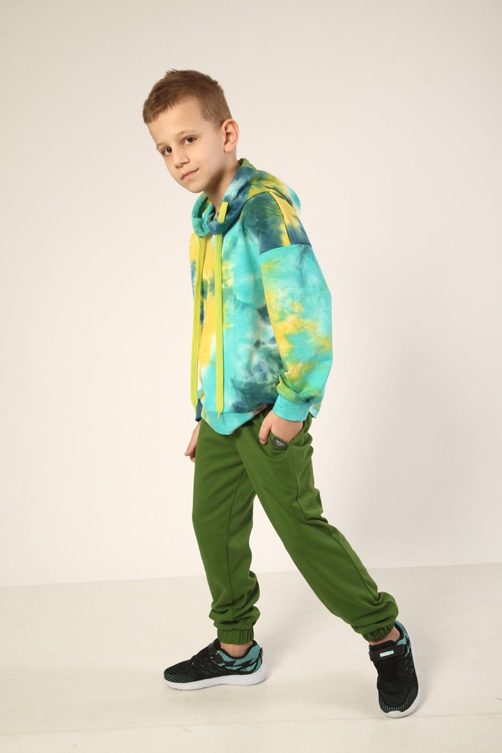 Купить Детские спортивные штаны, Зеленый, 03-01089-0, р. 128, Модный карапуз