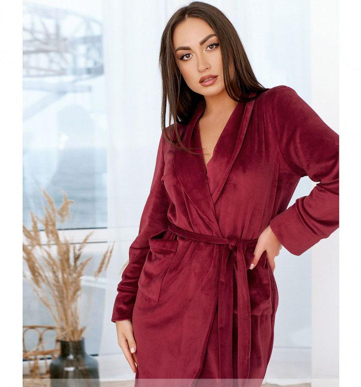 Купить Женский теплый халат №2101-марсала, 60-62-64, Minova