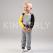 Комплект для малюка, футболка з довгим рукавом і штанці, Сіро-жовтий, 1052, 62, Kinderly