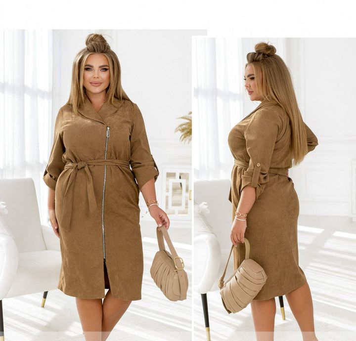 Buy Velvet dress No. 2407-light brown, 64-66, Minova