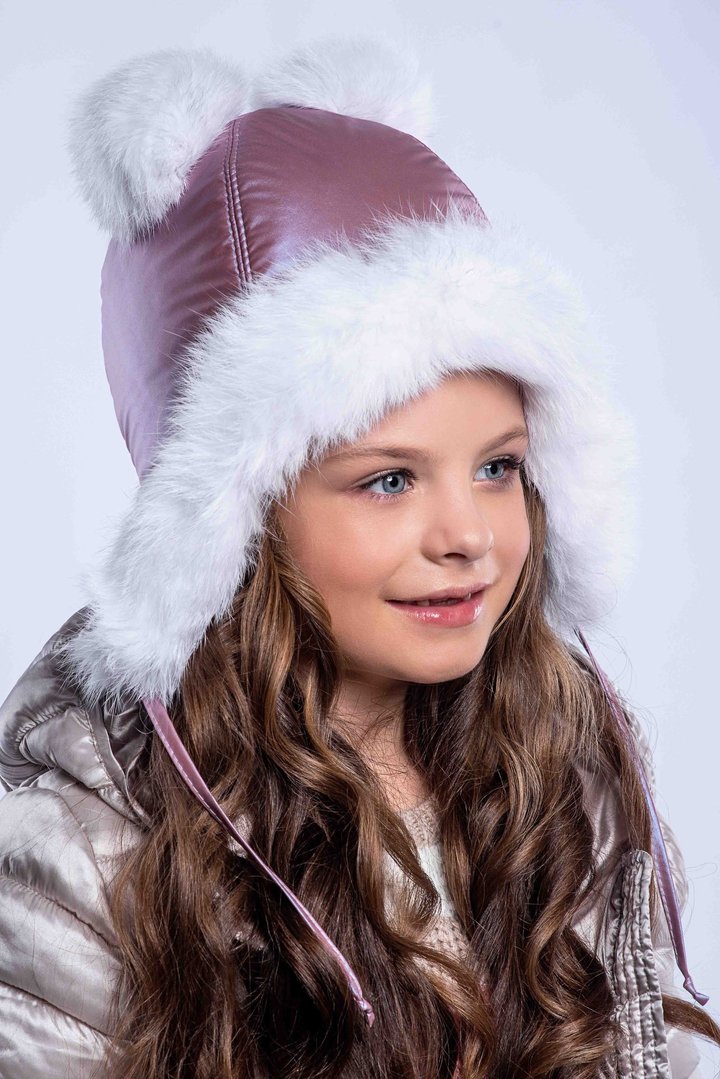 Buy Winter hat for girls, Cutie, Dusty rose, mother-of-pearl,52-53, M-016, Fiona