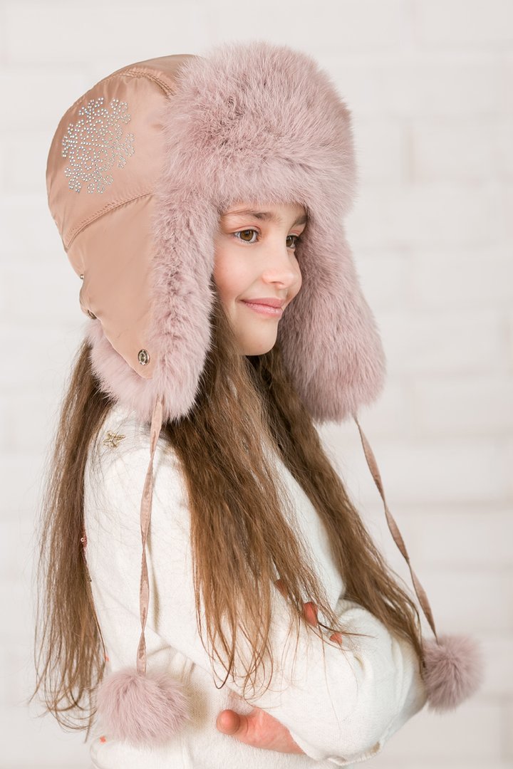 Buy Hat with ear flaps, Pobeda, pink, 58-60, P-018, Fiona