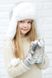 Hat with earflaps for girls, insulated, Happy, Silver/White,46-48, Xs-100, Fiona