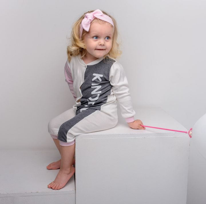 Buy Romper with a fastener in front, Print, Milky-gray-pink, 1040,86, Kinderly