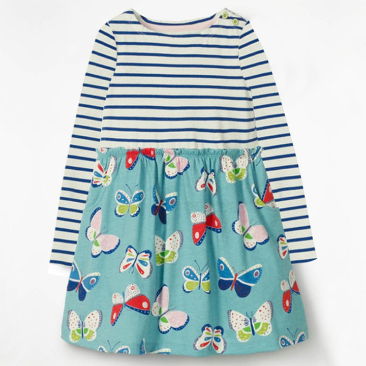 Купить Платье для девочки Бабочки, 2 года, Голубой, 46984, Jumping Meters