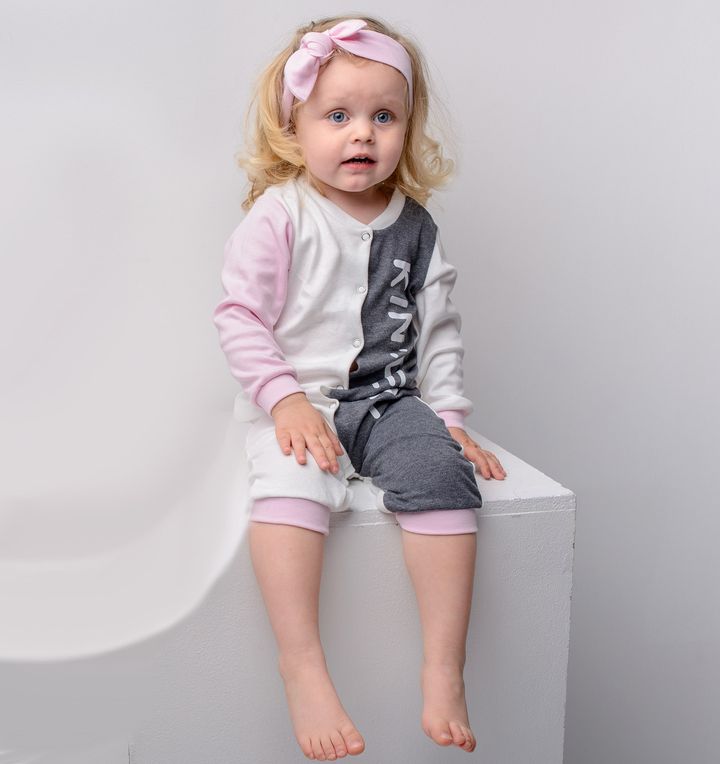 Buy Romper with a fastener in front, Print, Milky-gray-pink, 1040,86, Kinderly