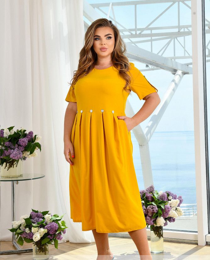 Buy Dress №8-310-Mustard, 64-66, Minova