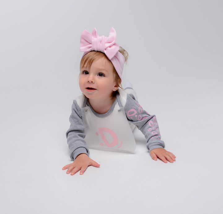 Buy Romper with open arms and legs, printed sleeve, Milky gray, 1025, 80, Kinderly
