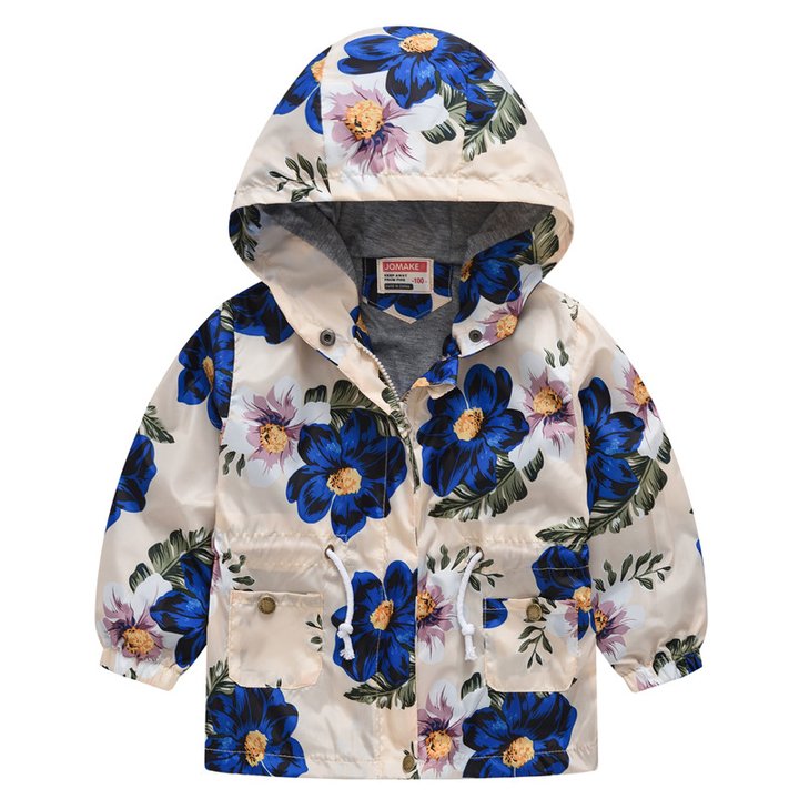 Buy Windbreaker jacket for girls Blue rose hips, 140, White, 51123, Jomake
