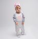 Romper with open arms and legs, printed sleeve, Milky gray, 1025, 74, Kinderly