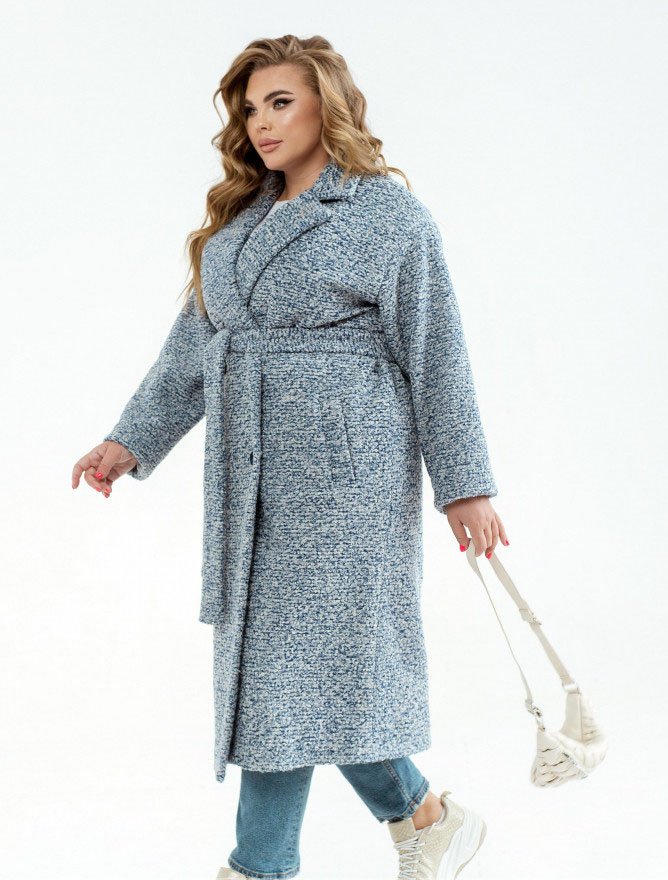 Купить Пальто №2414-синий-белый, 66-68, Minova