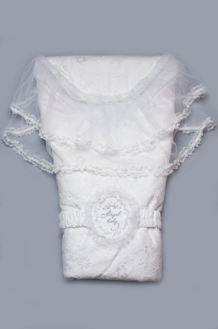 Купить Конверт для новорожденного на выписку "Angel baby", Белый, 03-00443, Модный карапуз