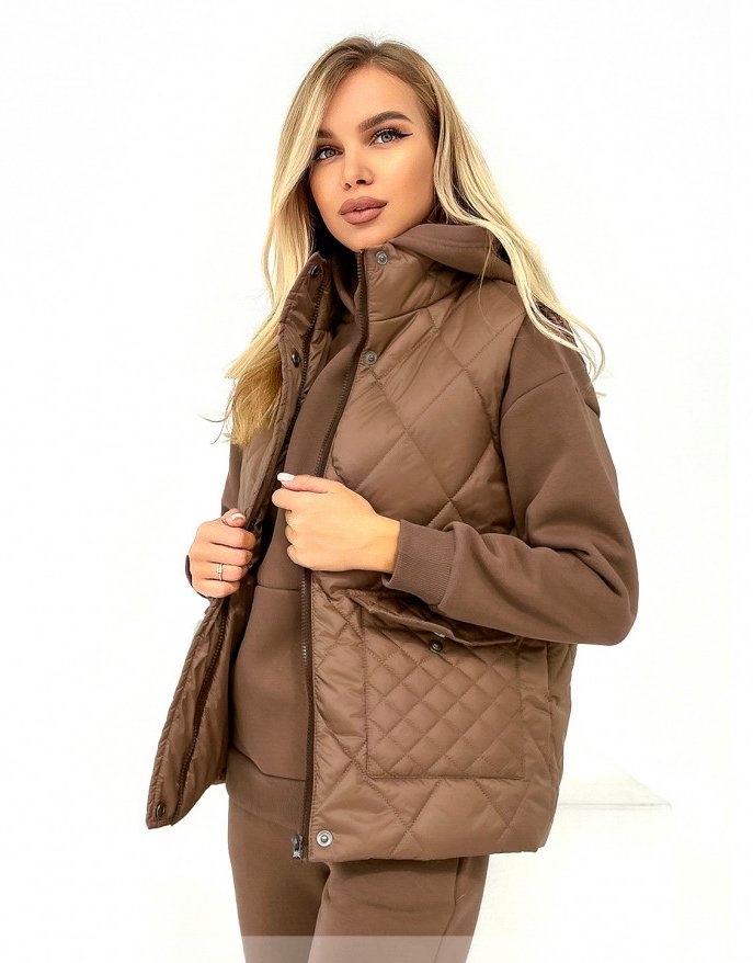 Buy Women's quilted vest No. 2198-mocha, 48, Minova
