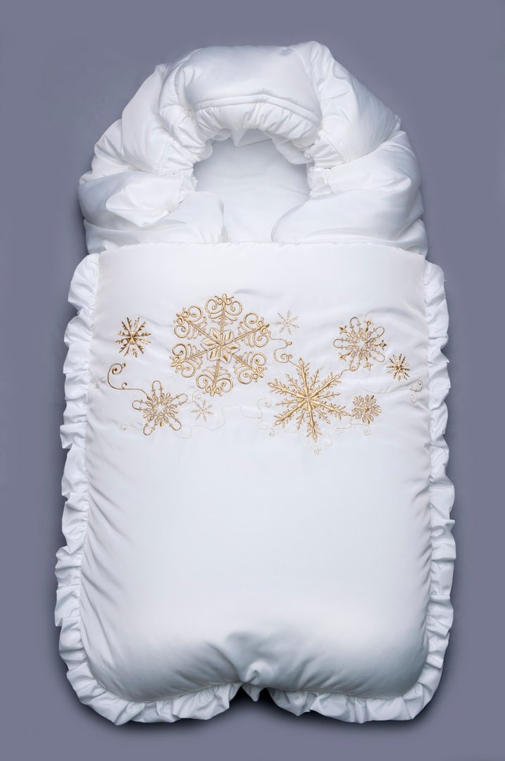 Купить Конверт-одеяло зимний "Снежинка", белый с золотом, 03-00468, Модный карапуз