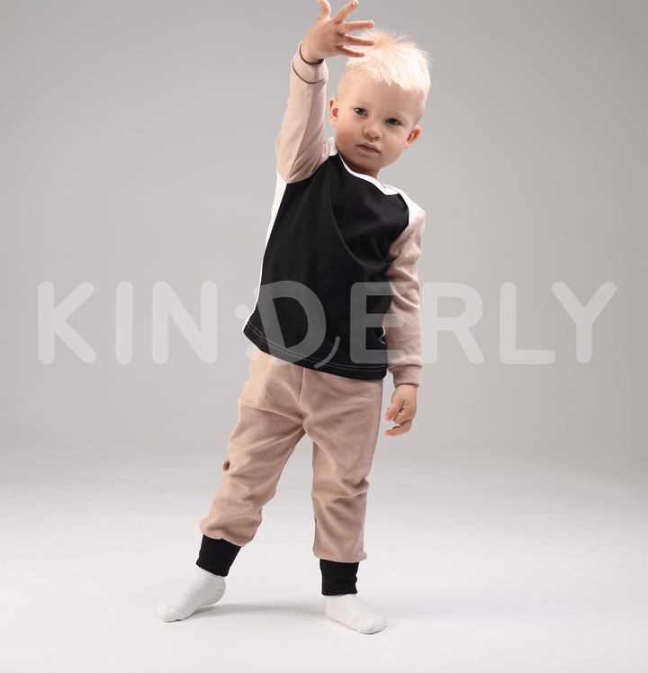 Buy Baby set, long sleeve t-shirt and pants, Beige-black, 1052, 86, Kinderly