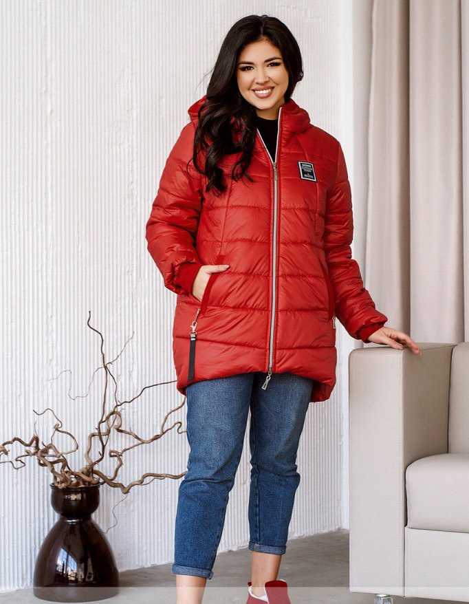 Купить Куртка женская стеганая №8-323-красный, 64-66, Minova