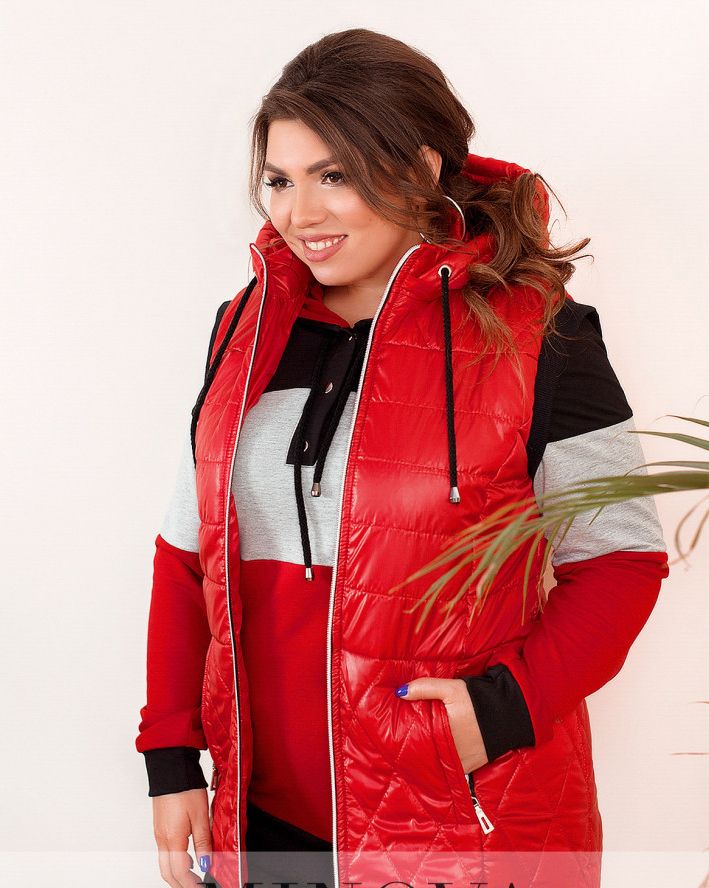 Buy Women's quilted vest No. 8-277-red, 62-64, Minova