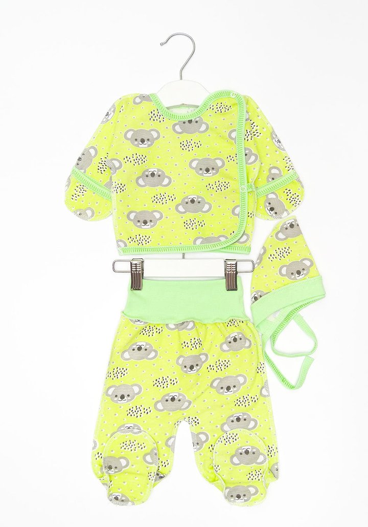 Купити Комплект для новонародженого сорочка, повзунки і чепчик з начосом 00001633, 056