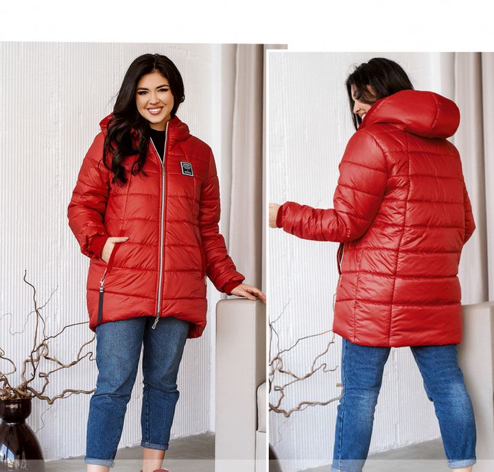 Купить Куртка женская стеганая №8-323-красный, 64-66, Minova