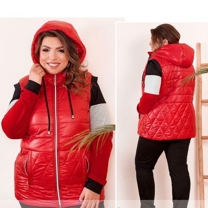 Buy Women's quilted vest No. 8-277-red, 62-64, Minova